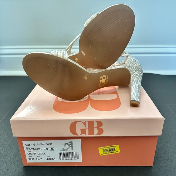 Gianni Bini Prom Queen Rhinestone Heels- Champagne/Light Gold Wedding Heels - Picture 8 of 8